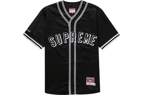 Supreme Satin Baseball Jersey Black Men's .